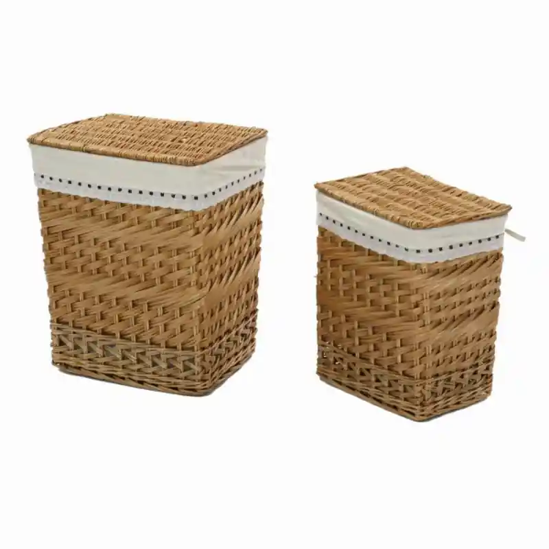 Alta Qualità Cestone vimini rettangolare con fodera pizzo 46x33x56cm