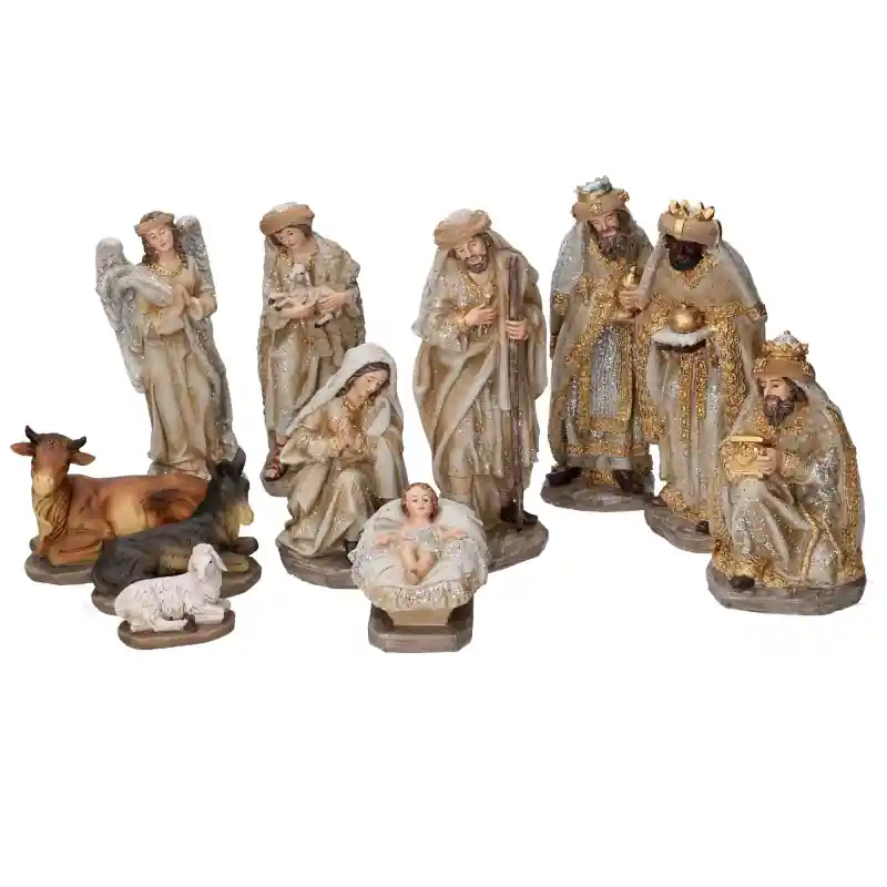 Prezzo Ridotto Presepe resina set 11 pezzi oro H20 cm decorazione natalizia