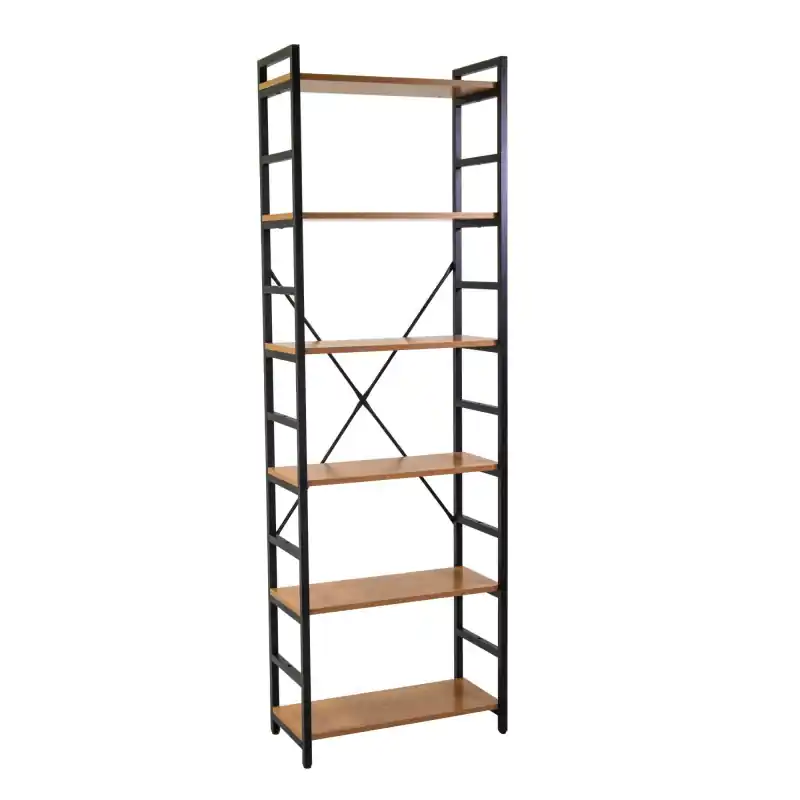 Nuovo Arrivo Scaffale metallo legno Achille 6 ripiani 60x28x184,5 cm casa