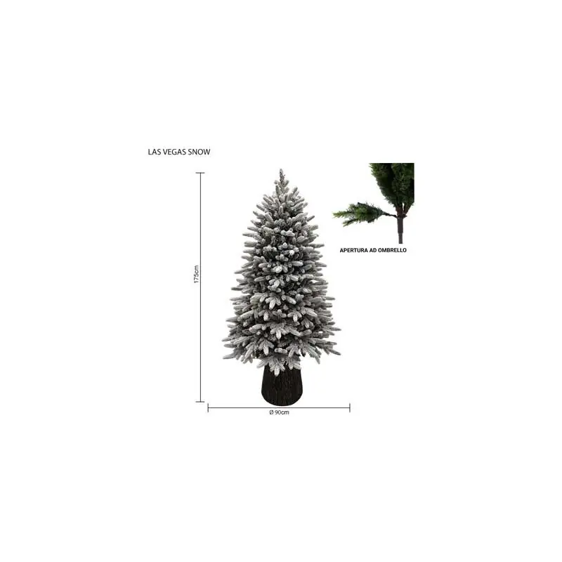 Albero Las Vegas Snow 175cm innevato in PE PVC con base tronco Offerta