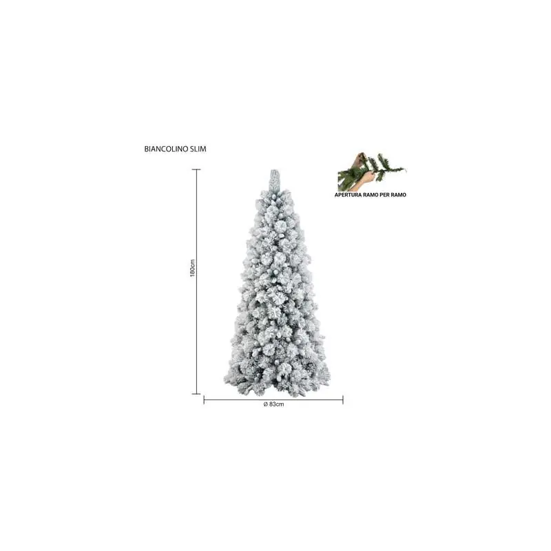 Scelto Dai Clienti Albero Biancolino Slim innevato 180 cm in PE e PVC Needle