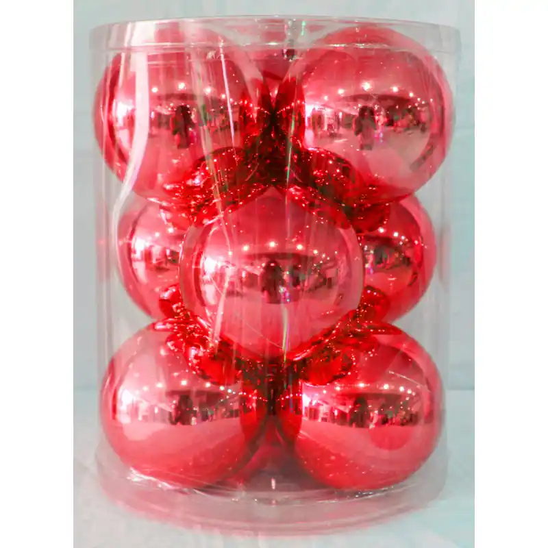 Pagamento Sicuro Box 9 Sfere 12cm Lucide Rosse Decorazioni Natale