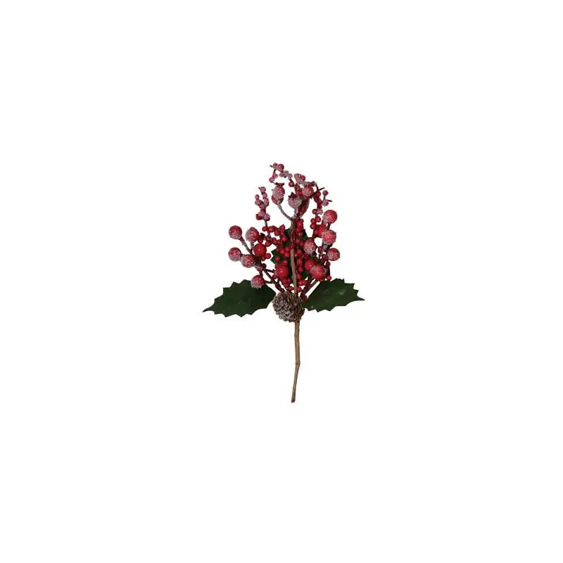Picchetto Floc con Pigna Naturale 27 cm Rosso - Decorazione Natale Offerta