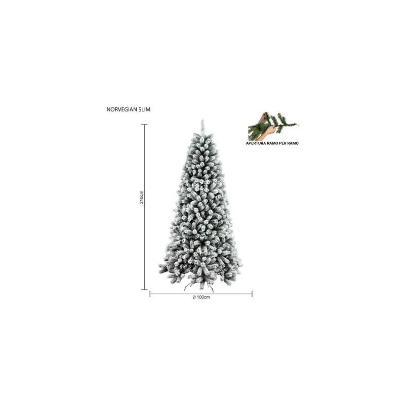 Direttamente Dal Produttore Albero Norvegian Slim innevato 210 cm in PVC Needle realistico