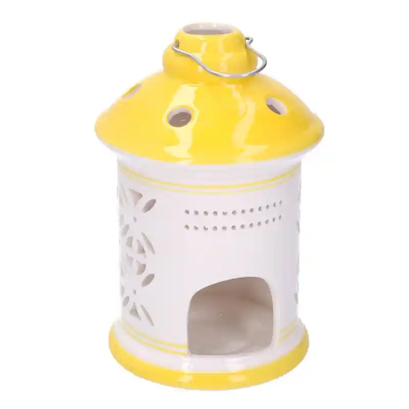 Esclusivo Lanterna ceramica giallo tondo Ø11,5xH17,5 cm luminosa